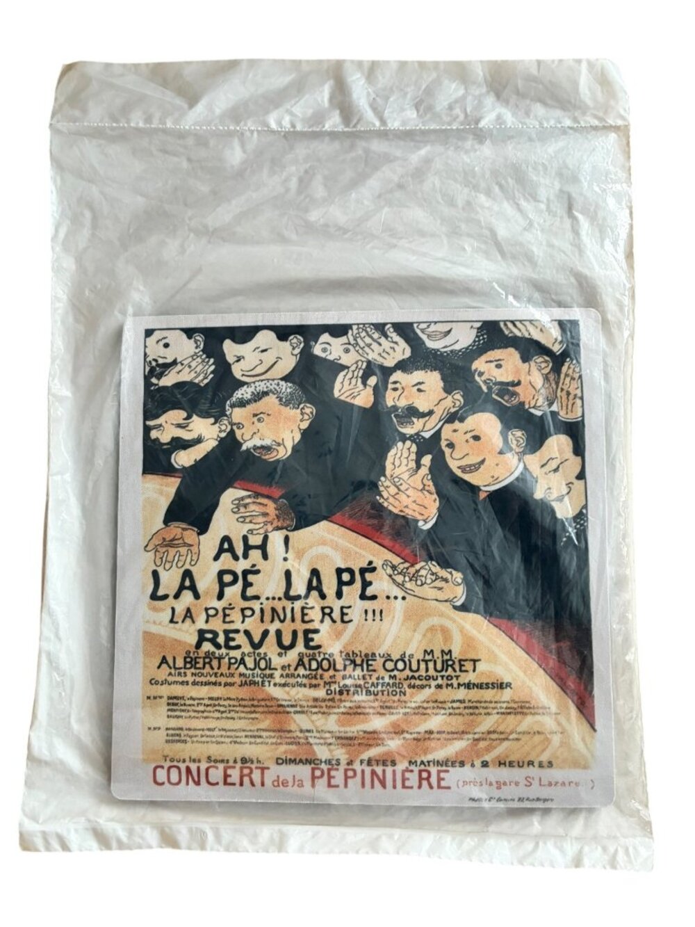 New MOUSEPAD 8" Ah! La Pé...Lapé La Pépinière Revue French 1890s Image